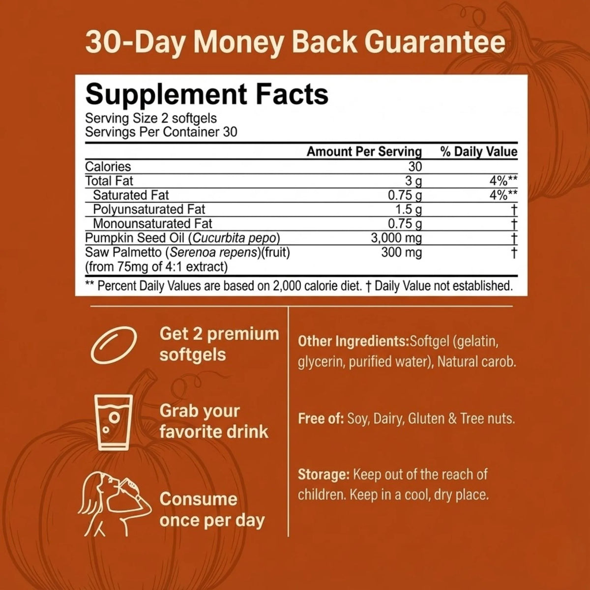 Zoratale Pumpkin Seed Oil Softgels - Naturally Improves Bladder Leaks, Urgency and Nighttime Bathroom Trips
